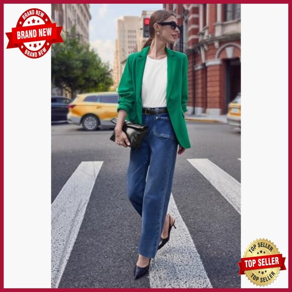 High Waisted Cropped Jeans Stretchy Baggy Straight Leg Raw Hem Denim Pants - Picture 3 of 7